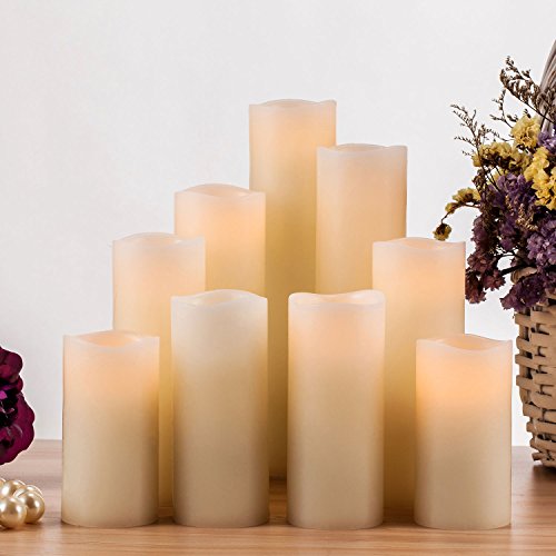 Set of 9 Flameless Candle with Remote Control for Wedding Centerpieces - Hibrides