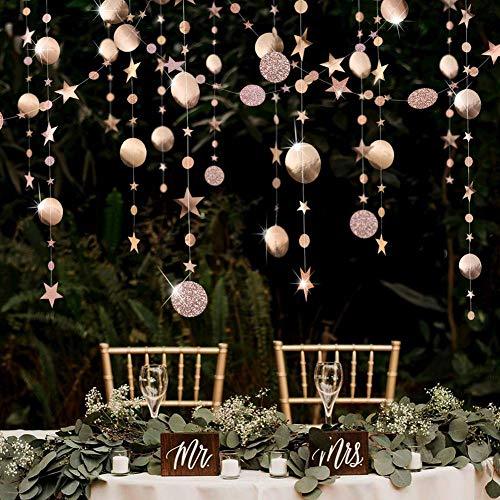 Champagne Circle Dot Garland Twinkle Star Hanging Streamer for New Year Birthday - Hibrides