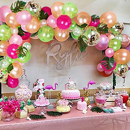 92pcs Tropical Balloons Arch Garland Kit with Palm Leaves for Baby Shower Birthday - Hibrides