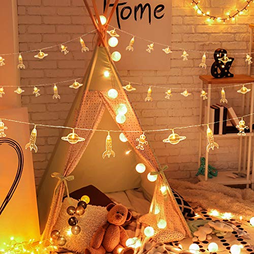 LED String Light Astronaut Spaceship for Kids Birthday Party and Room Decorations - Hibrides