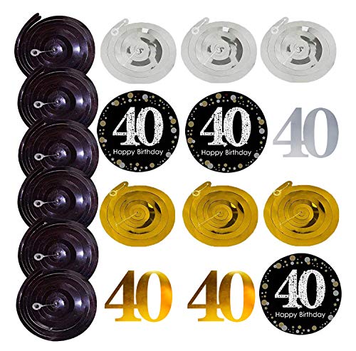 Gold Glittery Happy 40th Birthday Banner for 40th Anniversary Decorations - Hibrides