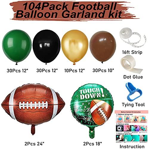 104Pcs Football Party Balloon Arch for Football Theme Party Super Sunday Touchdown Party Decoration - Hibrides