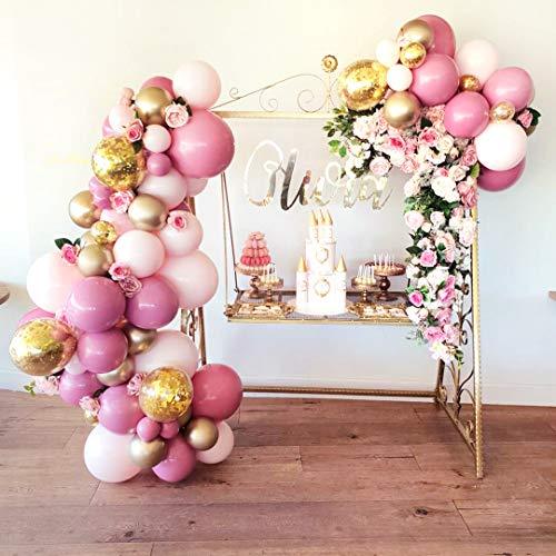 136Pcs Pink and Gold Balloon Garland for Baby Shower Birthday - Hibrides