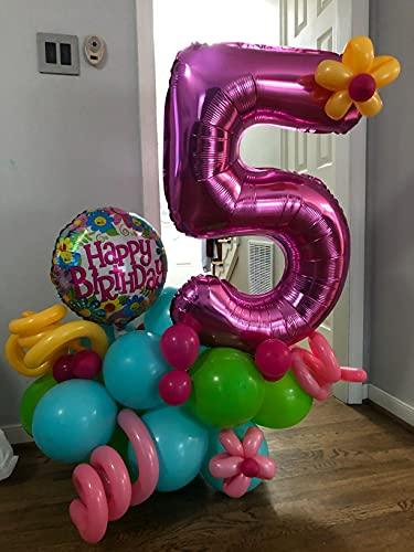 40 Inch Pink Jumbo Number Balloons for Birthday Foil Balloon Party Decorations - Hibrides
