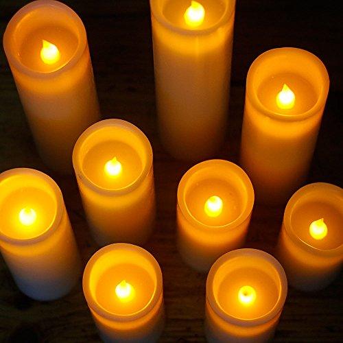 Set of 9 Flameless Candle with Remote Control for Wedding Centerpieces - Hibrides