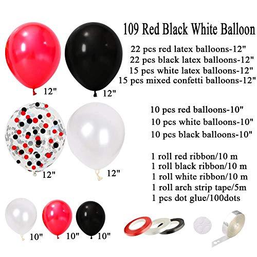 DIY Red Black White Balloon Garland Arch Kit - Red White Black Party Balloons 16ft Arch Strip for Circus BBQ Casino Poker Quinceanera Graduation Baby Shower Birthday Party Decorations - Hibrides
