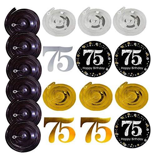 Gold Glittery 75th Birthday Party Decorations Banner - Hibrides