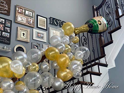 88 PCS Gold Silver Champagne Bottle Balloon Kit for Wedding and Bridal Shower - Hibrides