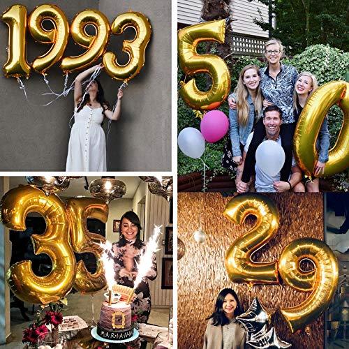 40 Inch Large Gold Number Balloon for Birthday Anniversary Party Celebration Decorations - Hibrides
