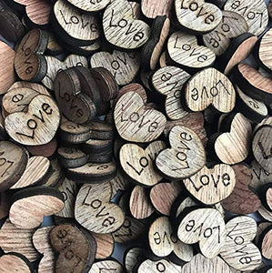 200pcs Rustic Wooden Love Heart Crafts for Wedding Table Scatter Decoration - Hibrides