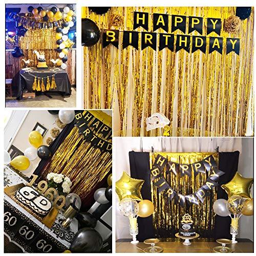 Black and Gold Birthday Decorations for Men with Balloons and Banners - Hibrides