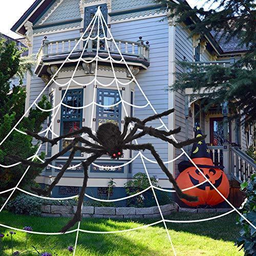 Giant Spider Fake Spider with Triangular Huge Spider Web for Halloween Decorations - Hibrides