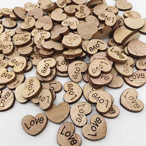 200pcs Rustic Wooden Love Heart Crafts for Wedding Table Scatter Decoration - Hibrides