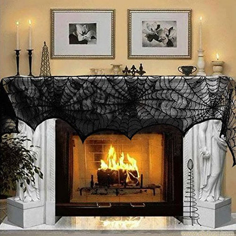 Festive Black Lace Spiderweb for Halloween Decoration - Hibrides