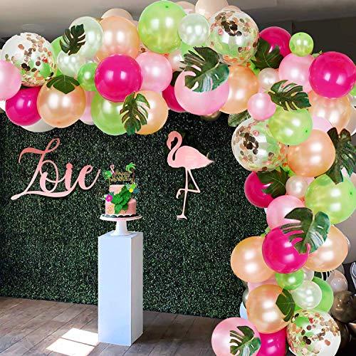 92pcs Tropical Balloons Arch Garland Kit with Palm Leaves for Baby Shower Birthday - Hibrides