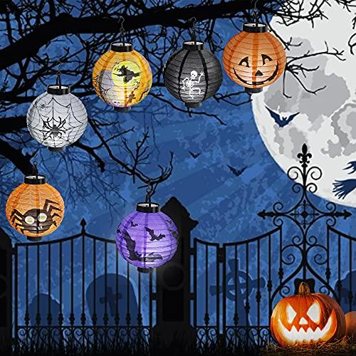 6 Pcs Halloween Paper Lanterns with LED Light for Halloween Decorations - Hibrides