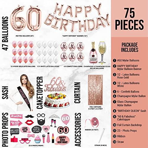 75 Piece 60th Birthday Decorations Women Happy 60th Birthday Gifts For Women - Hibrides
