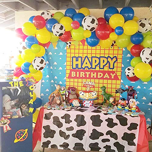 120pcs Toy Inspired Cow Printed Balloons Arch for Kids Birthday Party - Hibrides