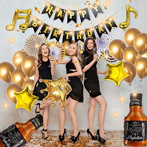 Birthday Party Decoration Gold Background Balloons Set With String Light - Hibrides
