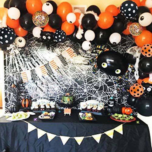 121pcs Halloween Balloon Arch Garland Kit with Black Orange Confetti Balloons - Hibrides