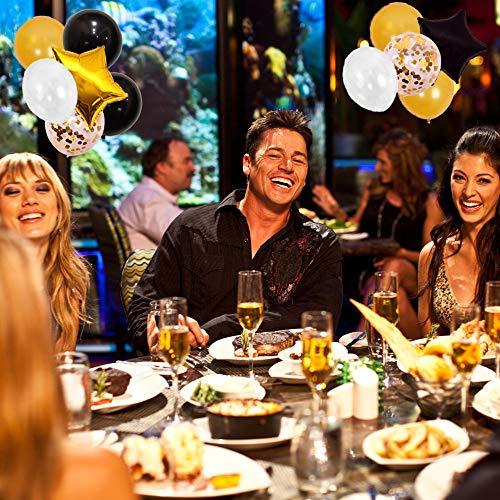 Black and Gold Birthday Decorations for Men with Balloons and Banners - Hibrides