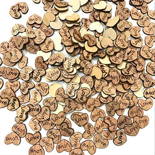200pcs Rustic Wooden Love Heart Crafts for Wedding Table Scatter Decoration - Hibrides