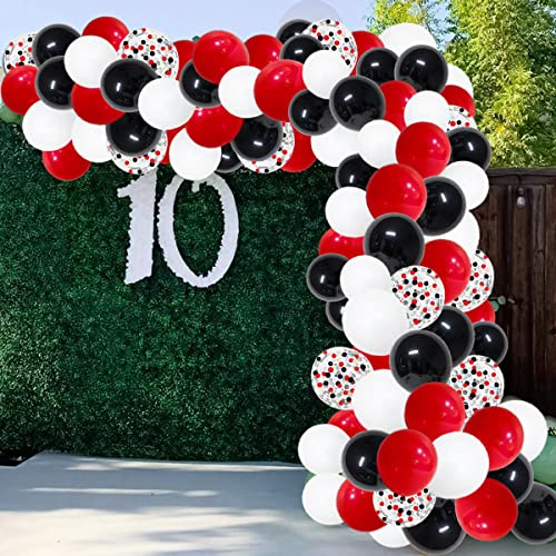 DIY Red Black White Balloon Garland Arch Kit - Red White Black Party Balloons 16ft Arch Strip for Circus BBQ Casino Poker Quinceanera Graduation Baby Shower Birthday Party Decorations - Hibrides