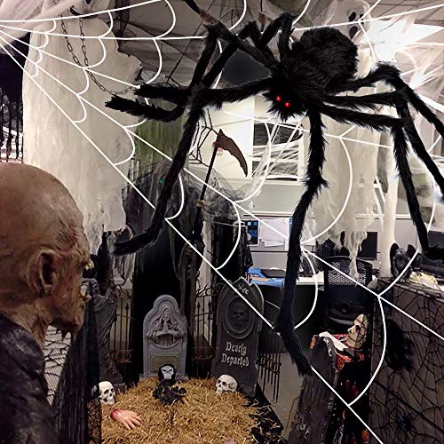 Giant Spider Fake Spider with Triangular Huge Spider Web for Halloween Decorations - Hibrides