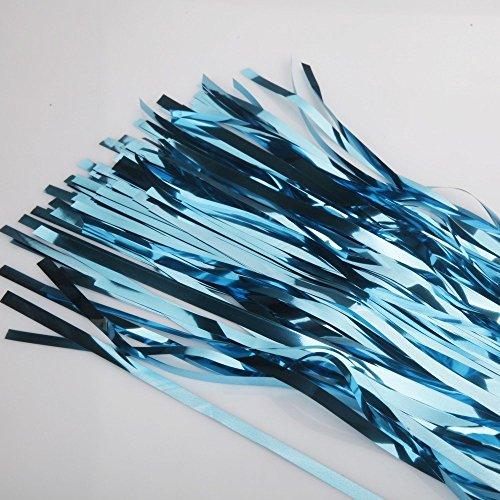2pcs Light Blue Metallic Foil Fringe Curtains Photo Booth Props for Birthday Wedding - Hibrides