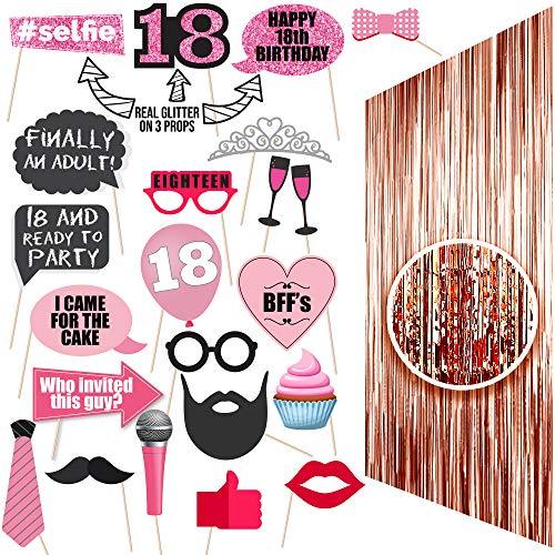 Rose Gold 18th Birthday Photo Props |18 Photo Booth Rose Gold | Backdrop Props Photos - Hibrides