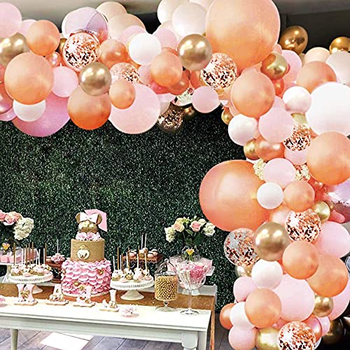 152pcs Rose Gold Balloon Arch with Confetti Latex Balloons for Baby Shower Wedding - Hibrides