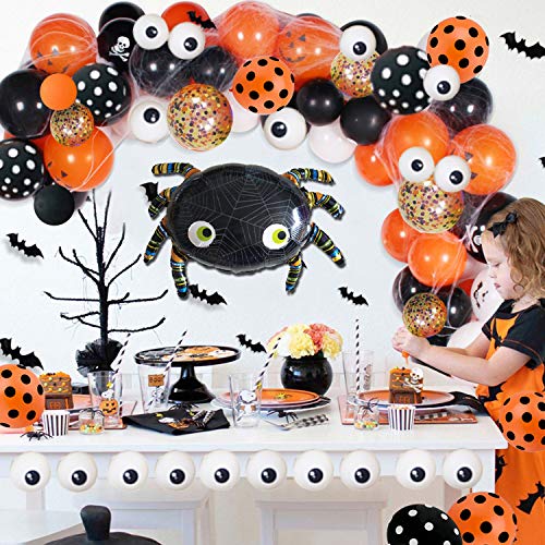 121pcs Halloween Balloon Arch Garland Kit with Black Orange Confetti Balloons - Hibrides