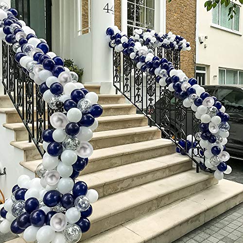 120 pcs Silver Blue Balloons Garland Kit for Bridal Shower Wedding Decorations - Hibrides