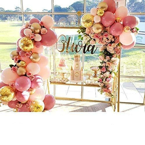 136Pcs Pink and Gold Balloon Garland for Baby Shower Birthday - Hibrides