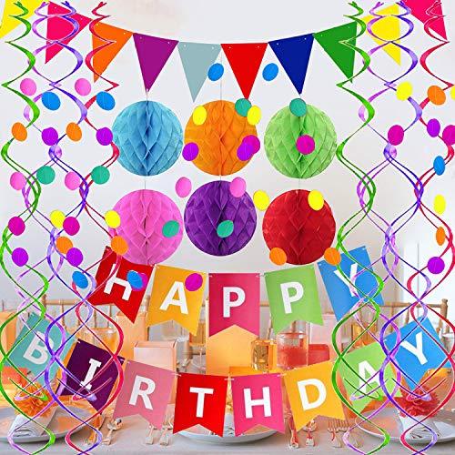 Happy Birthday Banner with Colorful Paper Flag Bunting for Birthday Party - Hibrides