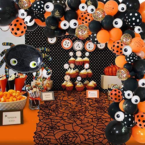 121pcs Halloween Balloon Arch Garland Kit with Black Orange Confetti Balloons - Hibrides