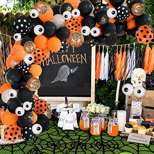 121pcs Halloween Balloon Arch Garland Kit with Black Orange Confetti Balloons - Hibrides