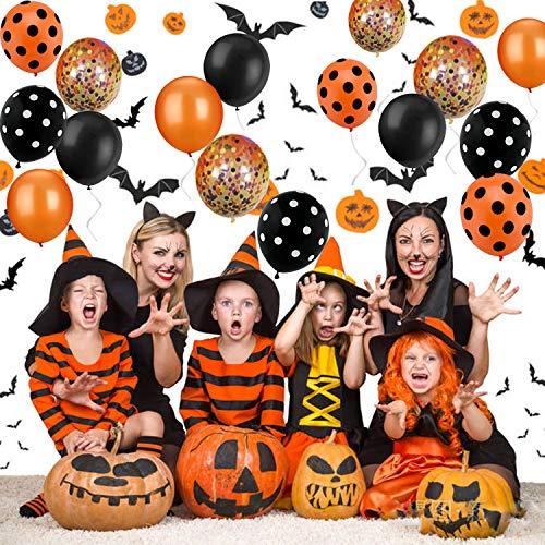 121pcs Halloween Balloon Arch Garland Kit with Black Orange Confetti Balloons - Hibrides