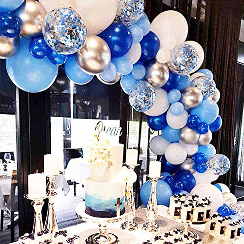 135 Pieces Blue and White Balloon Garland Arch Kit for Baby Shower Birthday Party - Hibrides