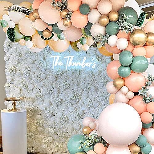 140Pcs Sage Green Peach Blush Pink Balloon Garland Arch Kit for Baby Bridal Shower - Hibrides