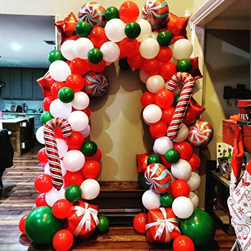 172 Pcs Red and Green Christmas Balloon Garland Arch kit for Xmas Party Decorations - Hibrides