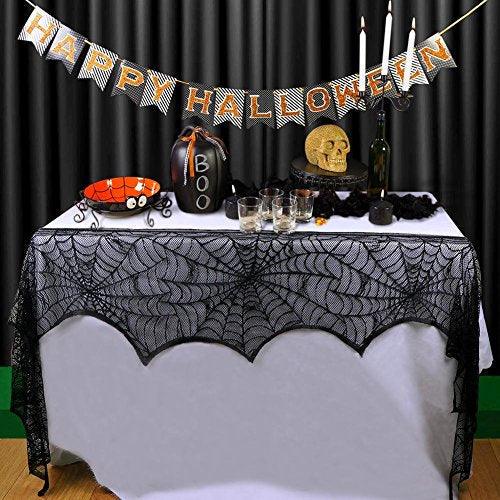 Festive Black Lace Spiderweb for Halloween Decoration - Hibrides