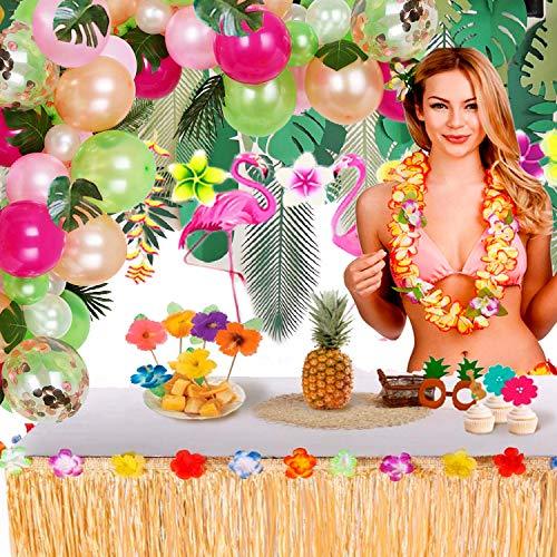 92pcs Tropical Balloons Arch Garland Kit with Palm Leaves for Baby Shower Birthday - Hibrides