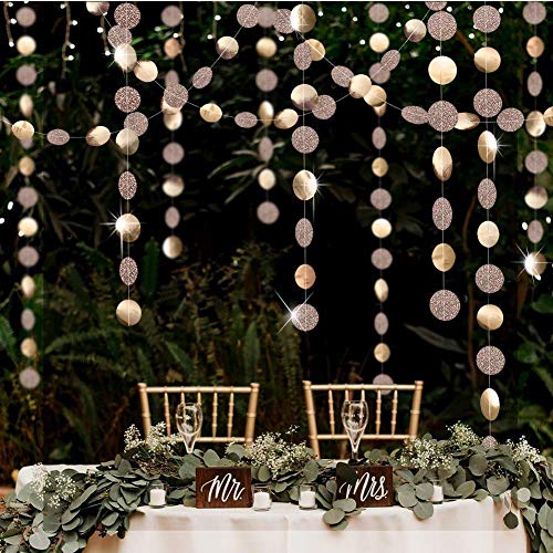 Glitter Champagne Circle Dots Garland Bunting for Wedding Bachelorette - Hibrides