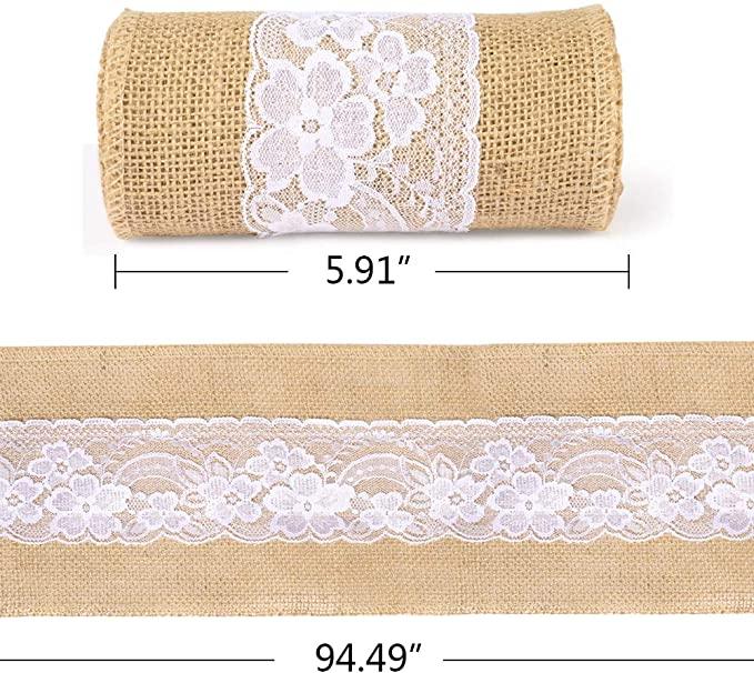 5Pcs Burlap Lace Chair Sashes Chair Cover Bows Rustic Linen Lace Chair Bows - Hibrides