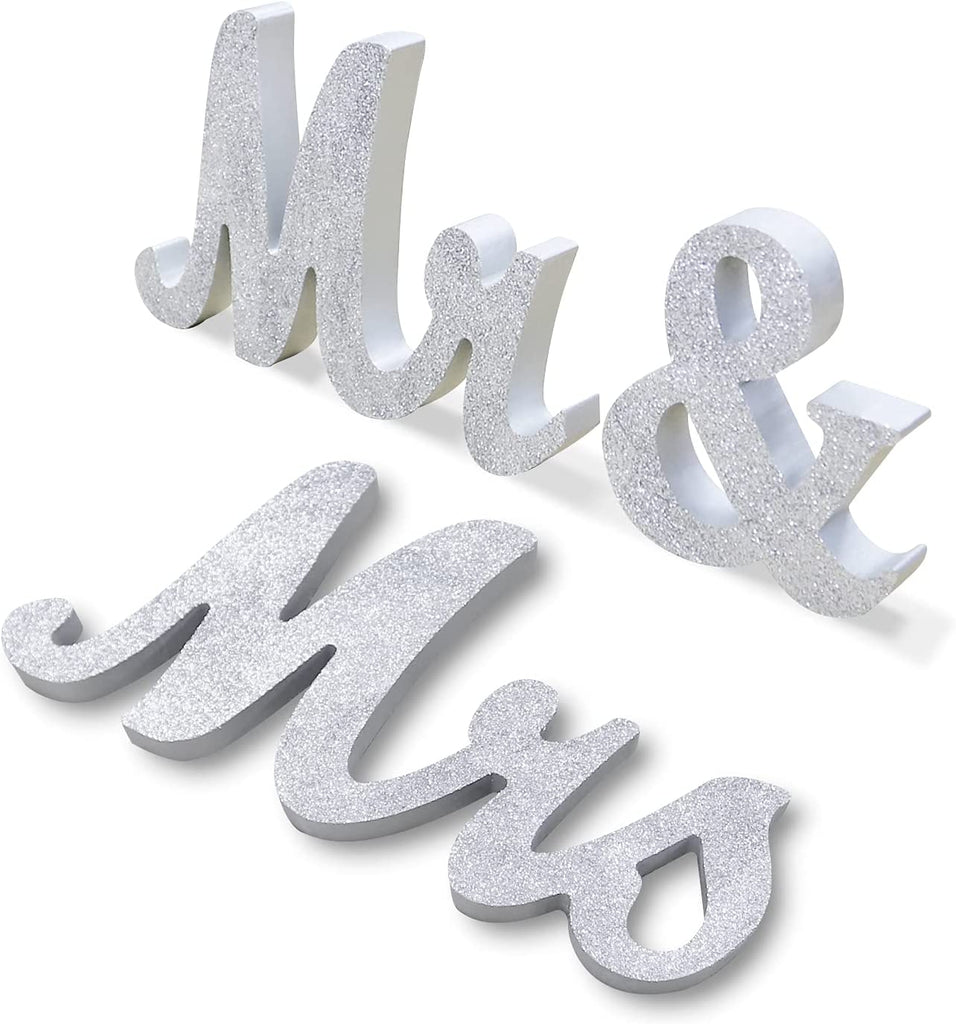 Mr and Mrs Signs Wedding Table Decorations, Wooden Freestanding Letter ...