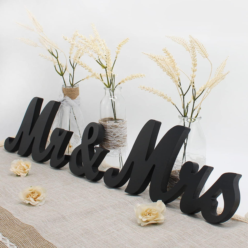 Mr and Mrs Signs Wedding Table Decorations, Wooden Freestanding Letter ...