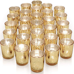 36 Set Gold Votive Candle Holders Speckled Mercury Gold Glass Candle Holder - Hibrides