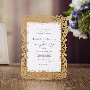 Brown laser cut Wedding Invitation with inserted cards LC032 - Hibrides