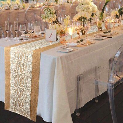 Burlap Table Runner Burlap Lace Table Runner for Weddings - Hibrides